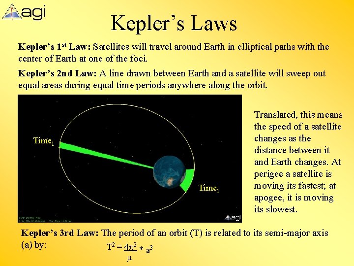 Kepler’s Laws Kepler’s 1 st Law: Satellites will travel around Earth in elliptical paths