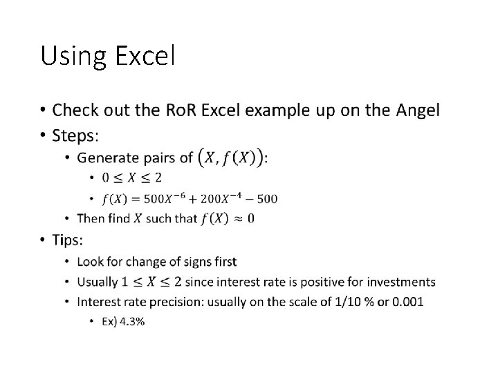 Using Excel • 