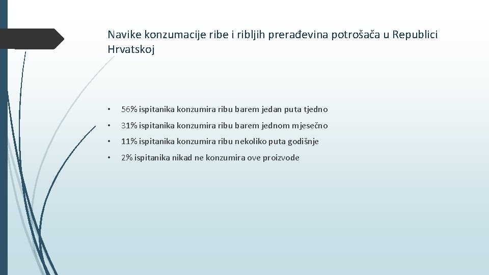 Navike konzumacije ribe i ribljih prerađevina potrošača u Republici Hrvatskoj • 56% ispitanika konzumira