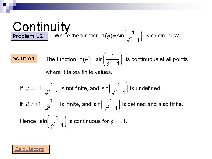 Continuity Problem 12 Solution Calculators 