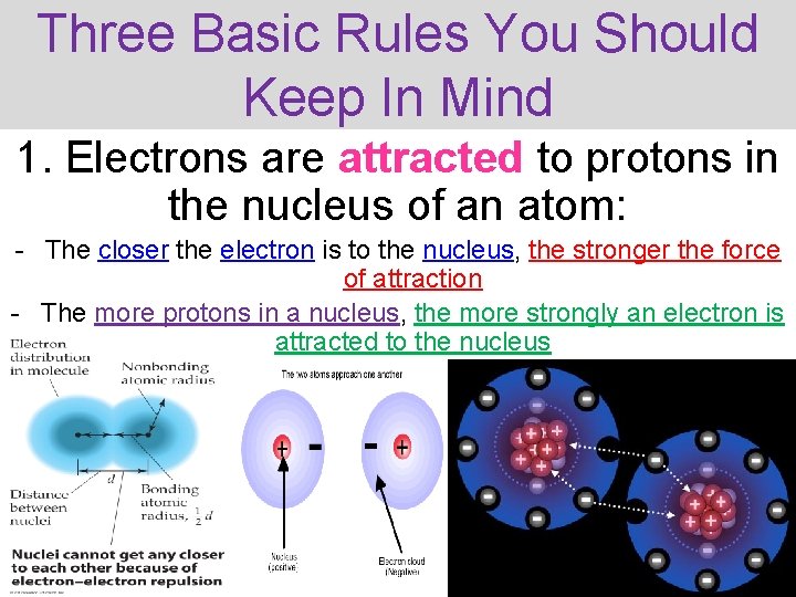 Three Basic Rules You Should Keep In Mind 1. Electrons are attracted to protons