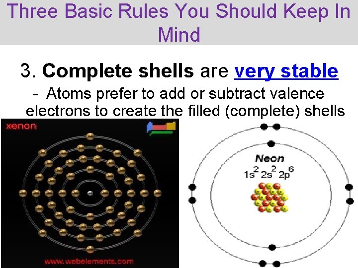 Three Basic Rules You Should Keep In Mind 3. Complete shells are very stable