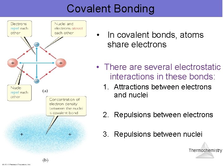 Covalent Bonding • In covalent bonds, atoms share electrons • There are several electrostatic