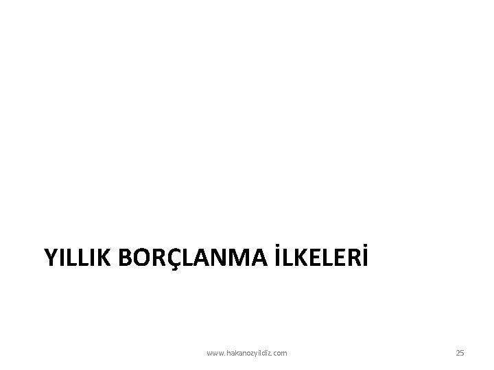 YILLIK BORÇLANMA İLKELERİ www. hakanozyildiz. com 25 