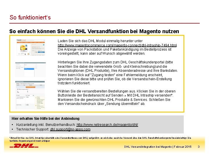 So funktioniert‘s So einfach können Sie die DHL Versandfunktion bei Magento nutzen Laden Sie