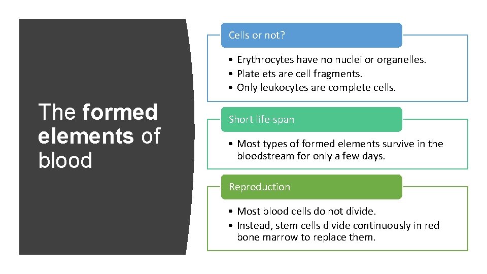 Cells or not? • Erythrocytes have no nuclei or organelles. • Platelets are cell