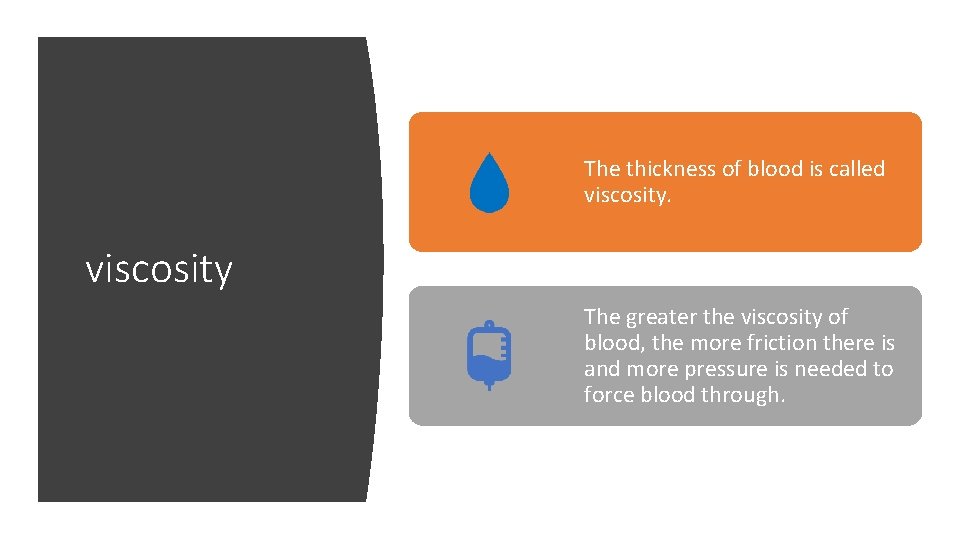 The thickness of blood is called viscosity The greater the viscosity of blood, the