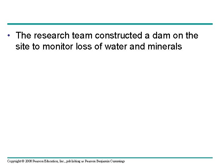  • The research team constructed a dam on the site to monitor loss