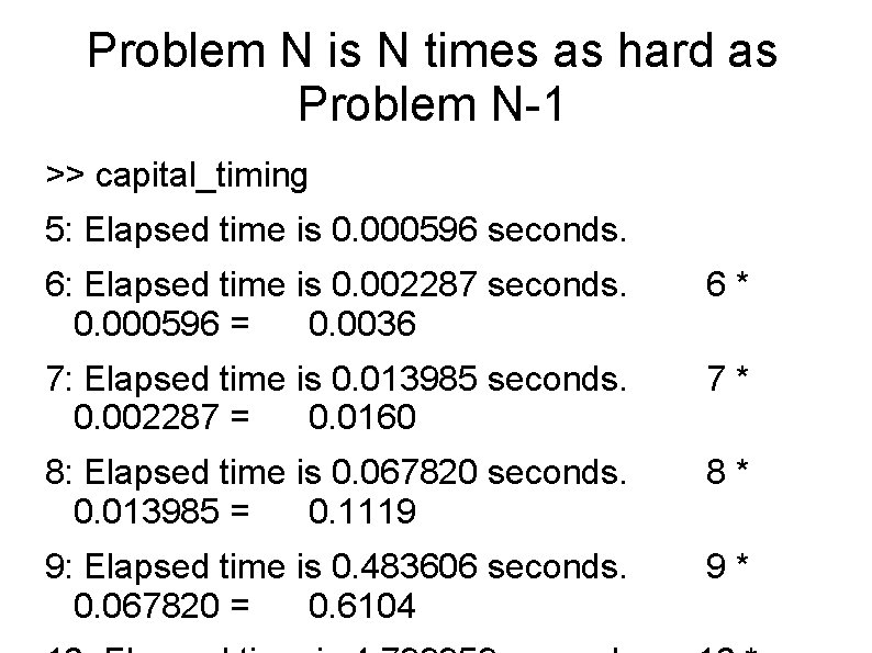 Problem N is N times as hard as Problem N-1 >> capital_timing 5: Elapsed