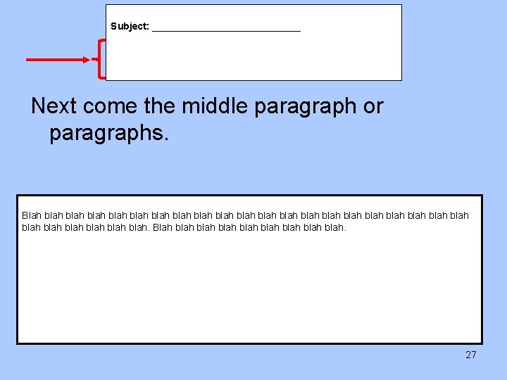  Subject: ______________ Next come the middle paragraph or paragraphs. Blah blah blah blah