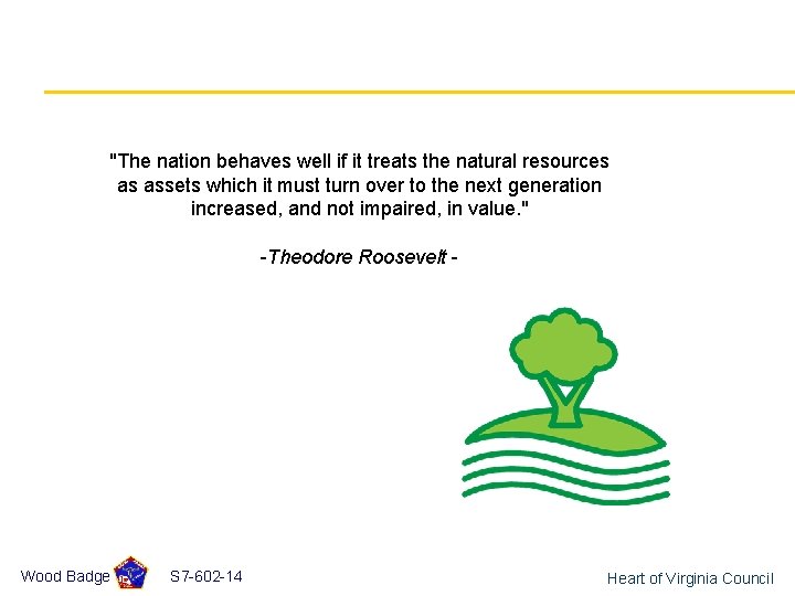  "The nation behaves well if it treats the natural resources as assets which