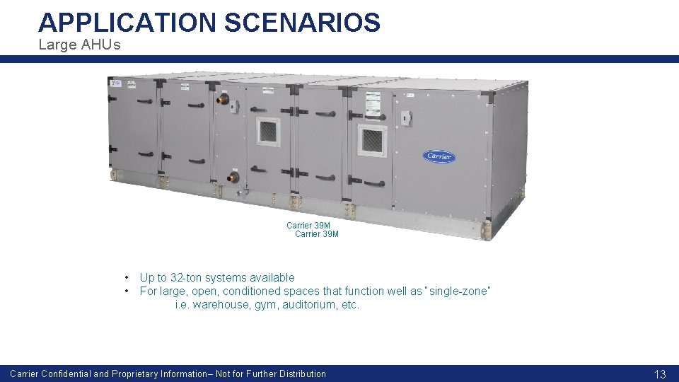 APPLICATION SCENARIOS Large AHUs Carrier 39 M • • Up to 32 -ton systems
