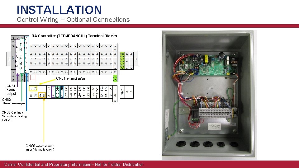 INSTALLATION Control Wiring – Optional Connections A L A R M T H E