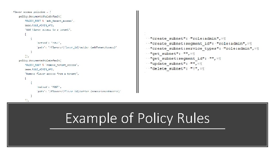 Example of Policy Rules 