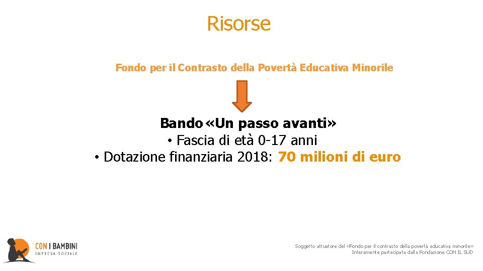  Risorse Fondo per il Contrasto della Povertà Educativa Minorile Bando «Un passo avanti»