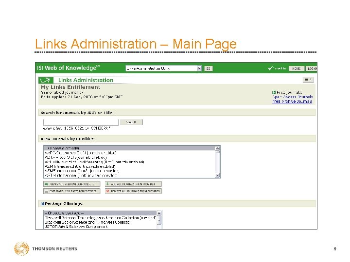 Links Administration – Main Page 6 