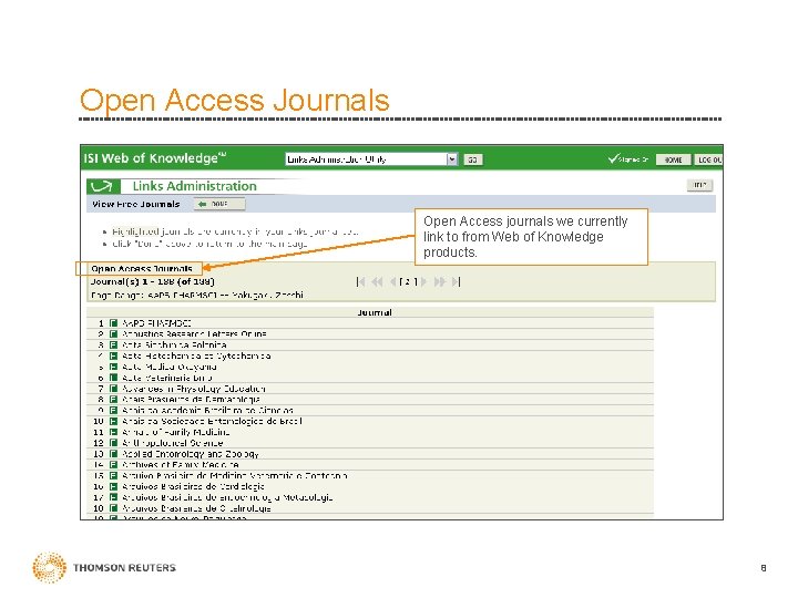 Open Access Journals Open Access journals we currently link to from Web of Knowledge