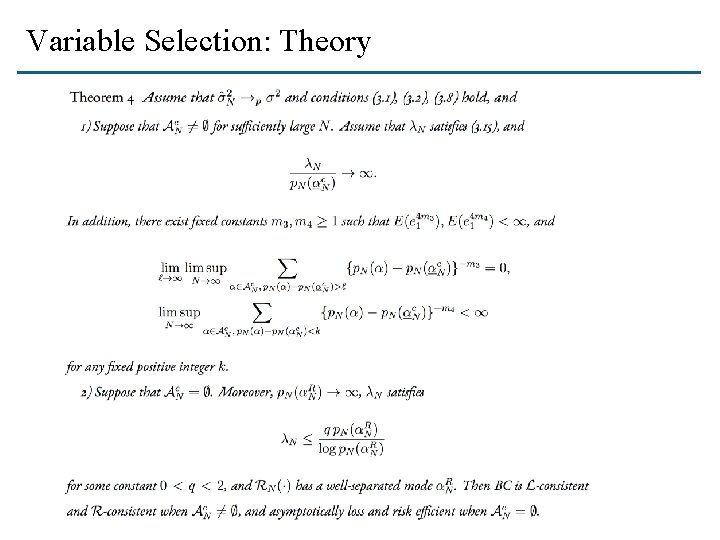 Variable Selection: Theory 