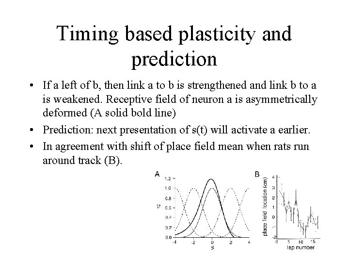 Timing based plasticity and prediction • If a left of b, then link a