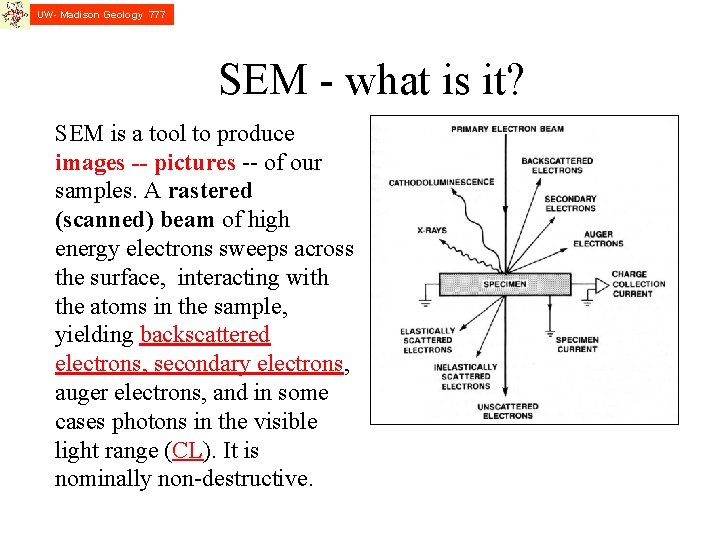UW- Madison Geology 777 SEM - what is it? SEM is a tool to