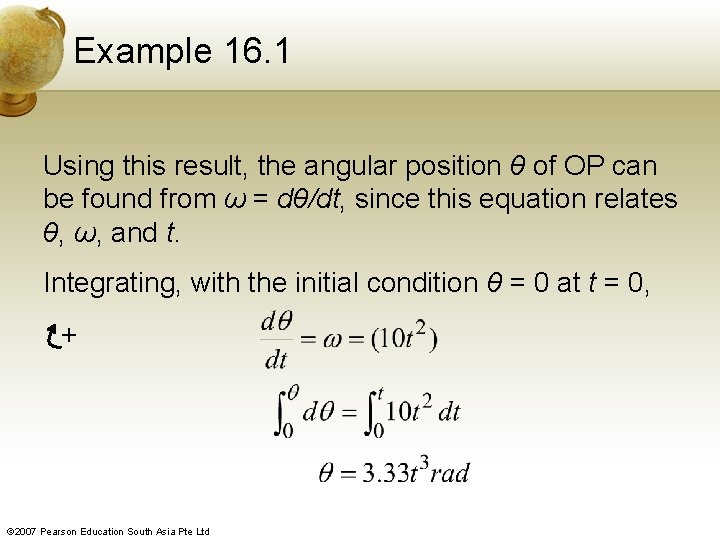 Example 16. 1 Using this result, the angular position θ of OP can be