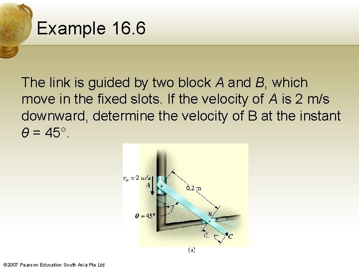 Example 16. 6 The link is guided by two block A and B, which