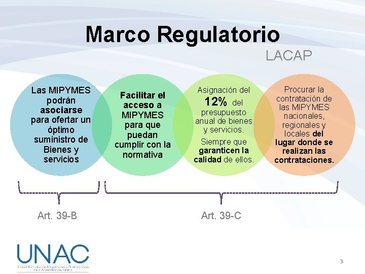 Marco Regulatorio LACAP Las MIPYMES podrán asociarse para ofertar un óptimo suministro de Bienes