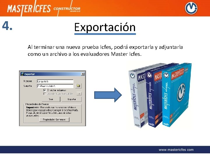 4. Exportación Al terminar una nueva prueba Icfes, podrá exportarla y adjuntarla como un