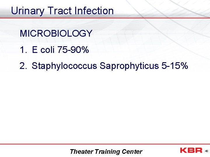 Urinary Tract Infection MICROBIOLOGY 1. E coli 75 -90% 2. Staphylococcus Saprophyticus 5 -15%