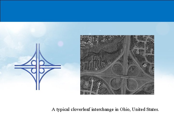 A typical cloverleaf interchange in Ohio, United States. 