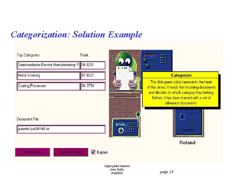 Categorization: Solution Example Copyrighted material John Tullis 2/26/2021 page 24 