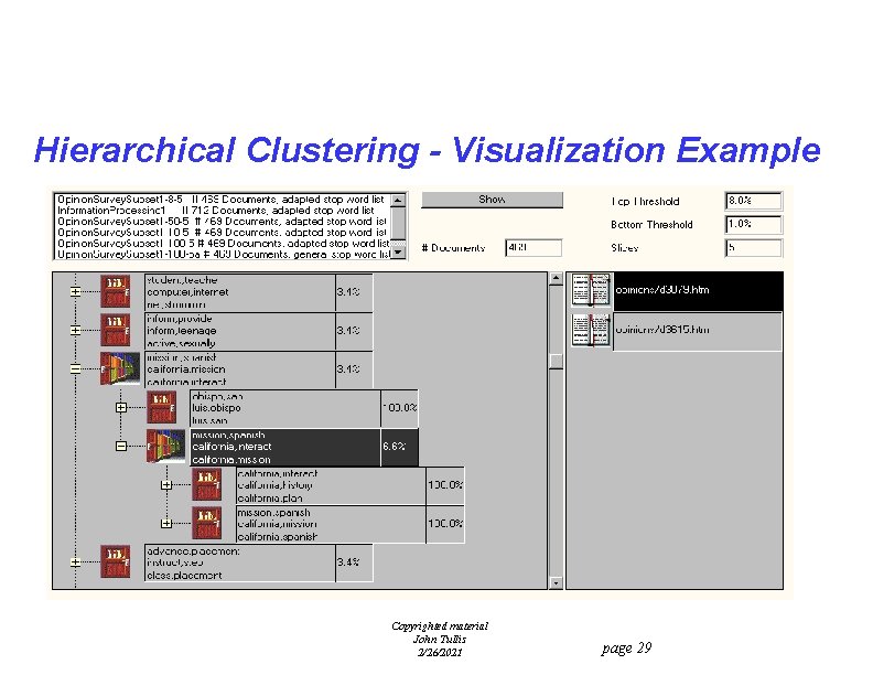 Hierarchical Clustering - Visualization Example Copyrighted material John Tullis 2/26/2021 page 29 