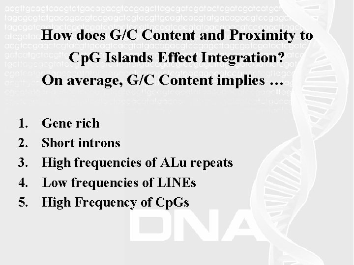 How does G/C Content and Proximity to Cp. G Islands Effect Integration? On average,