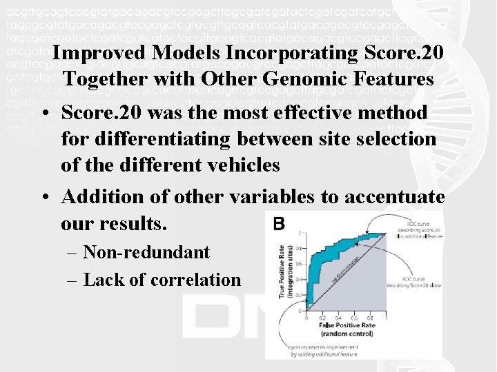 Improved Models Incorporating Score. 20 Together with Other Genomic Features • Score. 20 was