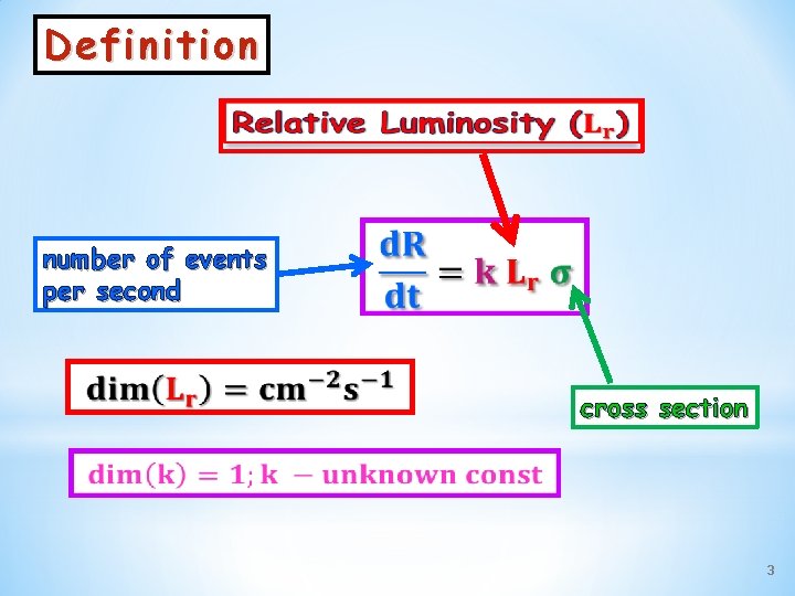 Definitio n number of events per second cross section 3 