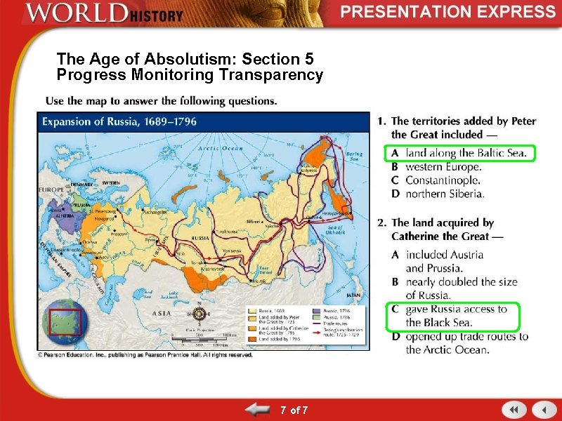 The Age of Absolutism: Section 5 Progress Monitoring Transparency 7 of 7 