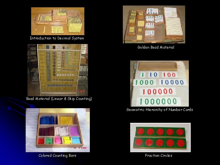 Introduction to Decimal System Golden Bead Material (Linear & Skip Counting) Geometric Hierarchy of