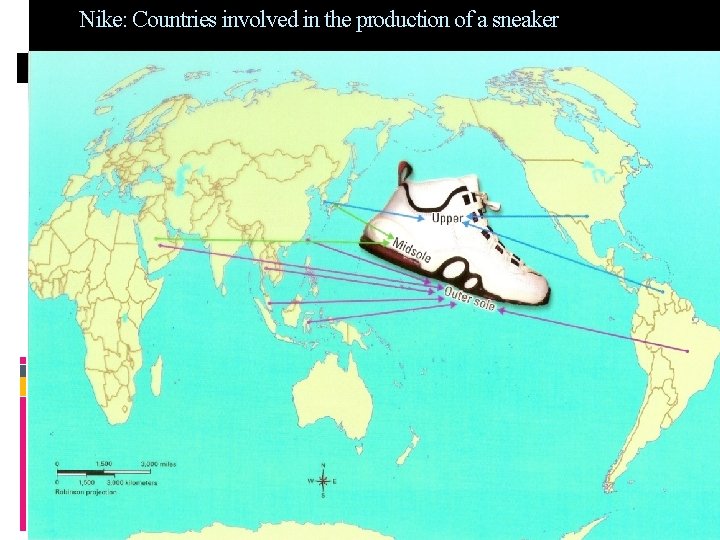 Nike: Countries involved in the production of a sneaker 