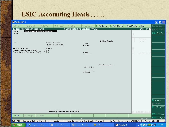 ESIC Accounting Heads…. . 