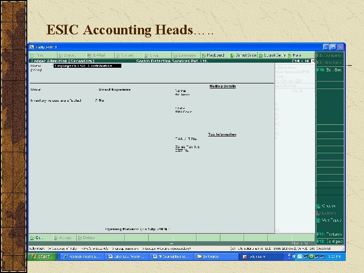 ESIC Accounting Heads…. . 