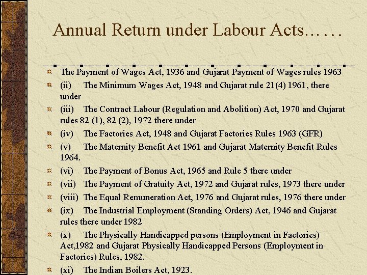 Annual Return under Labour Acts…… The Payment of Wages Act, 1936 and Gujarat Payment