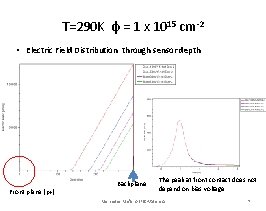 T=290 K φ = 1 x 1015 cm-2 • Electric Field Distribution through sensor