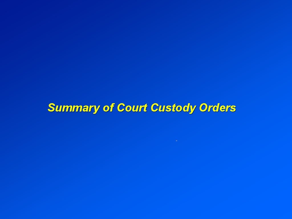 Summary of Court Custody Orders 25 