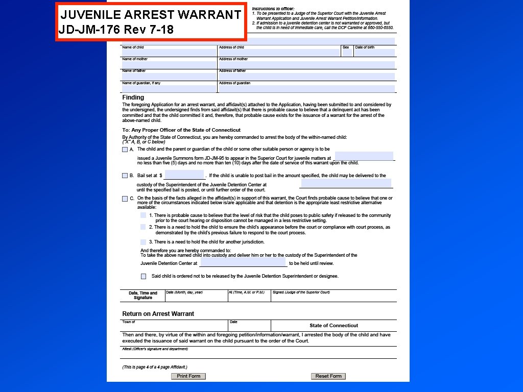 JUVENILE ARREST WARRANT JD-JM-176 Rev 7 -18 28 