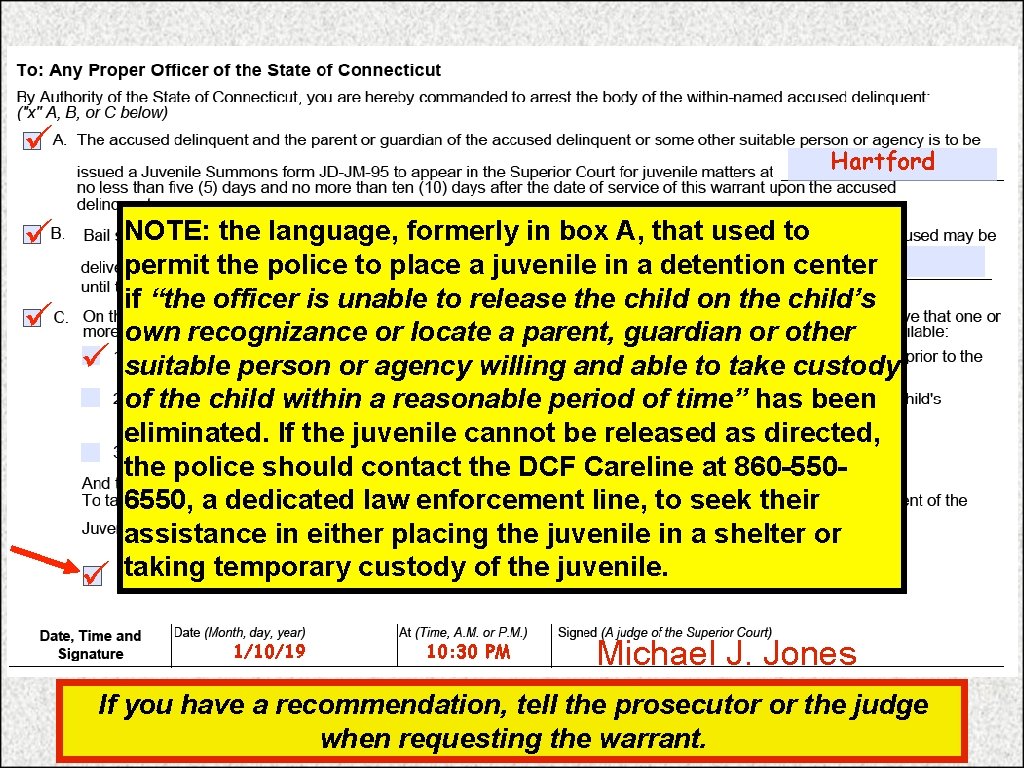 ü Hartford ü ü NOTE: 50, 000 the language, formerly in box A, that