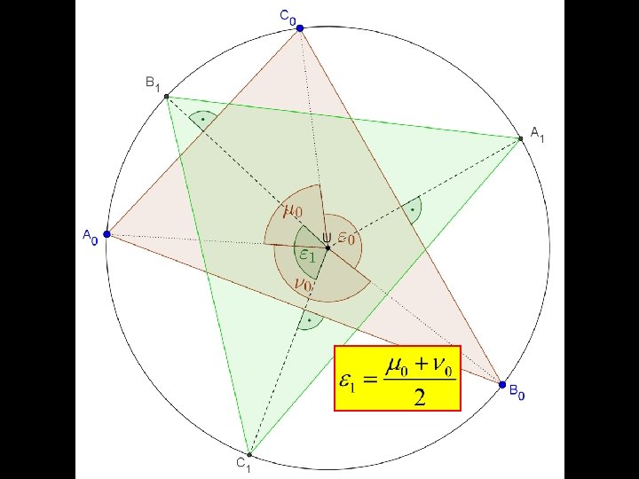 Problem 4 (xxx) Schnittpunkte der Mittelsenkrechten (Seitensymmetralen) mit dem Umkreis bilden das nächste Dreieck