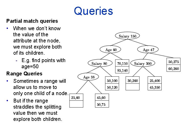 Queries Partial match queries • When we don’t know the value of the attribute