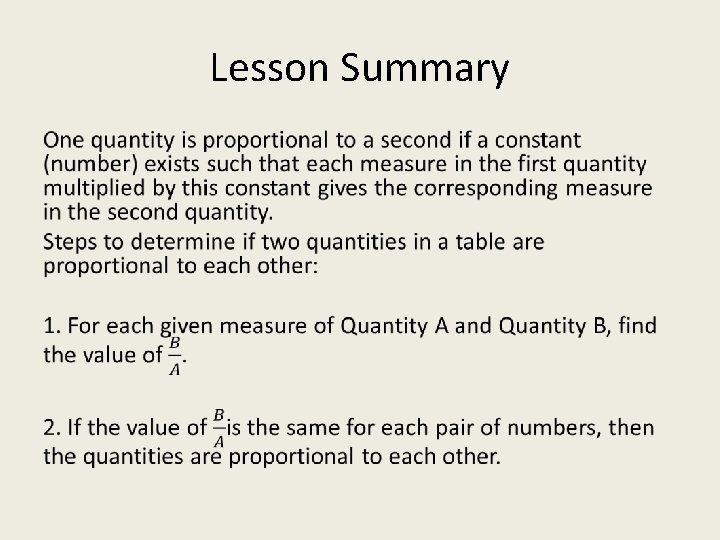 Lesson Summary • 