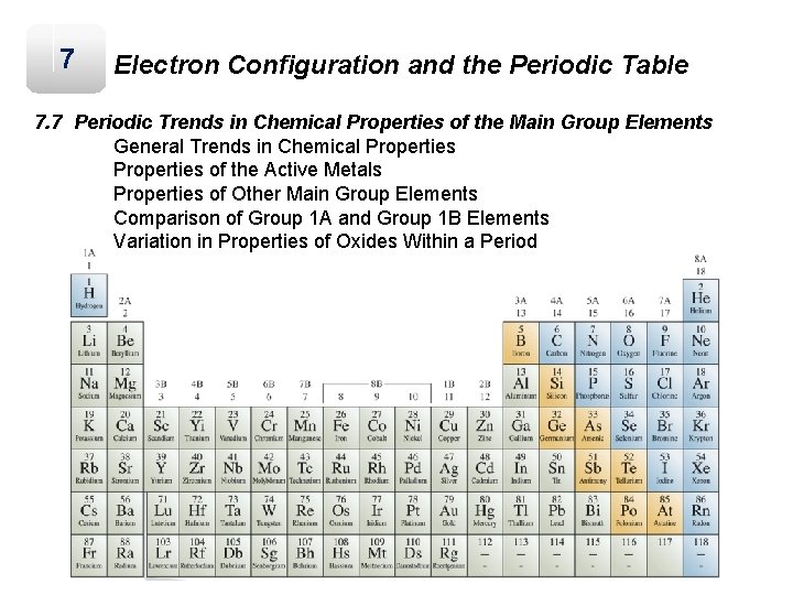 7 Electron Configuration and the Periodic Table 7. 7 Periodic Trends in Chemical Properties