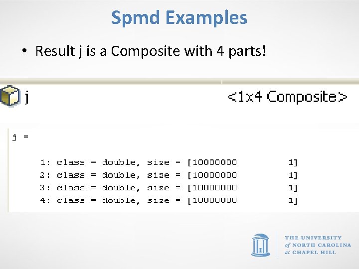 Spmd Examples • Result j is a Composite with 4 parts! 